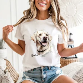 Névvel kérhető - Fehér labrador portré női póló