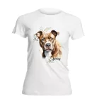 Névvel kérhető - Barna Amerikai Pitbull terrier portré női póló