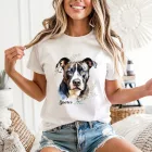 Névvel kérhető - Szürke Amerikai Pitbull terrier portré női póló