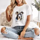 Névvel kérhető - Szürke Amerikai Pitbull terrier portré női póló