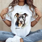 Névvel kérhető - Szürke Amerikai Pitbull terrier portré női póló