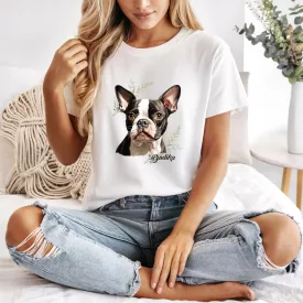 Névvel kérhető - Boston terrier portré női póló