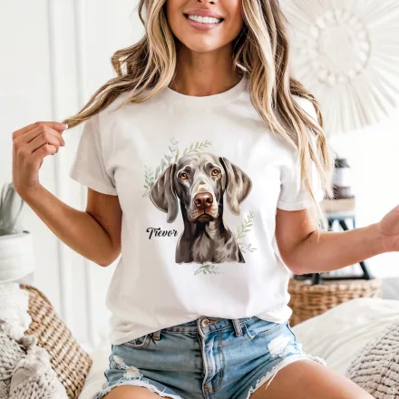 Névvel kérhető - Weimari vizsla portré női póló