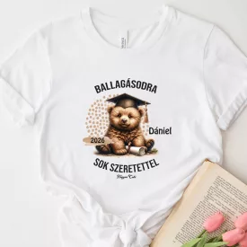 Névvel kérhető Maci mintás póló Ballagásra