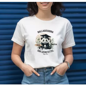 Névvel kérhető Panda mintás póló Ballagásra
