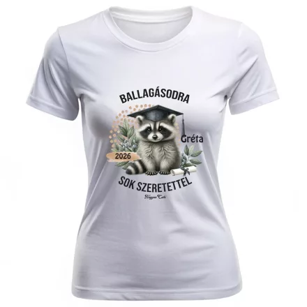 Névvel kérhető Mosómaci mintás póló Ballagásra