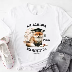 Névvel kérhető Róka mintás póló Ballagásra