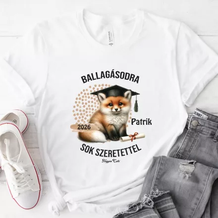 Névvel kérhető Róka mintás póló Ballagásra