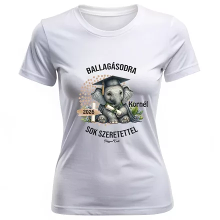 Névvel kérhető Elefánt mintás póló Ballagásra