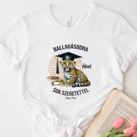 Névvel kérhető Leopárd mintás póló Ballagásra