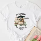 Névvel kérhető Bölcs Bagoly mintás póló Ballagásra