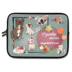   Személyre szabható - Tündéri virágos kutyák mintás rajztartó