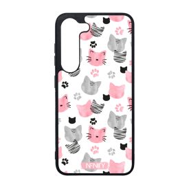 Szürke-rózsaszín cica mintás Samsung Galaxy tok