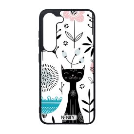 Mosolygós fekete cica mintás Samsung Galaxy tok