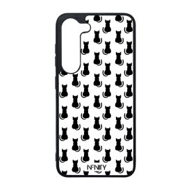 Fehéren fekete cica mintás Samsung Galaxy tok