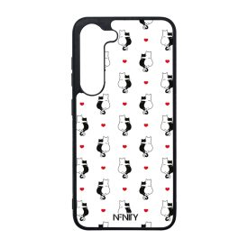 Fehér és fekete cica szerelem mintás Samsung Galaxy tok