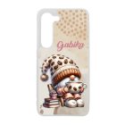 Névvel kérhető - Cuki kávés manó könyvvel mintás Samsung Galaxy tok