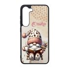 Névvel kérhető - Könyvmoly kávés manó mintás Samsung Galaxy tok