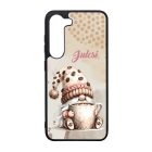 Névvel kérhető - Nagy bögrés kávés manó mintás Samsung Galaxy tok