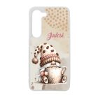 Névvel kérhető - Nagy bögrés kávés manó mintás Samsung Galaxy tok