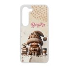 Névvel kérhető - Könyvmoly kávés manó lány mintás Samsung Galaxy tok