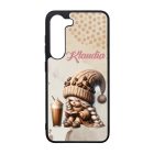 Névvel kérhető kávés manó lány - Kávé és könyv mintás Samsung Galaxy tok