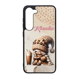   Névvel kérhető kávés manó lány - Kávé és könyv mintás Samsung Galaxy tok