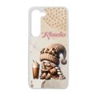 Névvel kérhető kávés manó lány - Kávé és könyv mintás Samsung Galaxy tok