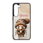 Névvel kérhető - Cappucino kávés manó lány mintás Samsung Galaxy tok