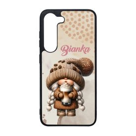   Névvel kérhető - Cappucino kávés manó lány mintás Samsung Galaxy tok