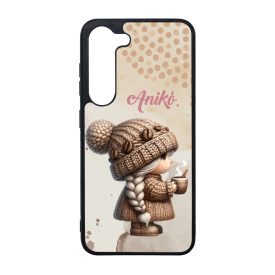   Névvel kérhető - Tündéri kávés manó lány mintás Samsung Galaxy tok