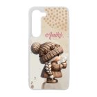 Névvel kérhető - Tündéri kávés manó lány mintás Samsung Galaxy tok