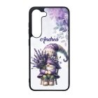Névvel kérhető - Levendulás manó egy csokorral mintás Samsung Galaxy tok