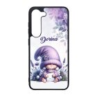 Névvel kérhető - Cuki levendulás manólány levéllel mintás Samsung Galaxy tok