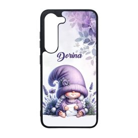   Névvel kérhető - Cuki levendulás manólány levéllel mintás Samsung Galaxy tok