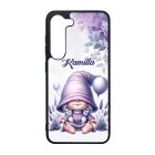 Névvel kérhető - Lufis levendulás manólány mintás Samsung Galaxy tok