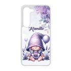 Névvel kérhető - Lufis levendulás manólány mintás Samsung Galaxy tok