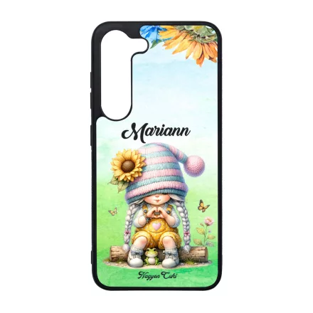 Névvel kérhető Szívecskés napraforgós manó lány mintás Samsung Galaxy tok