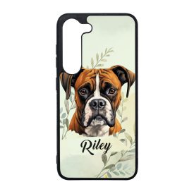   Névvel kérhető - Barna Boxer portré mintás Samsung Galaxy tok