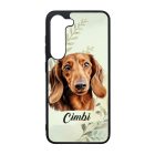 Névvel kérhető - Barna tacskó portré mintás Samsung Galaxy tok