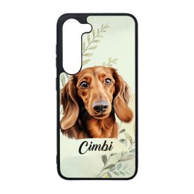   Névvel kérhető - Barna tacskó portré mintás Samsung Galaxy tok