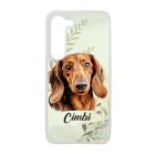 Névvel kérhető - Barna tacskó portré mintás Samsung Galaxy tok