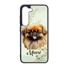 Névvel kérhető - Barna pekingi palotakutya portré mintás Samsung Galaxy tok