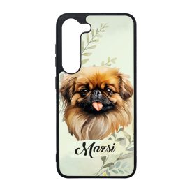   Névvel kérhető - Barna pekingi palotakutya portré mintás Samsung Galaxy tok