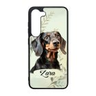 Névvel kérhető - Fekete tacskó portré mintás Samsung Galaxy tok