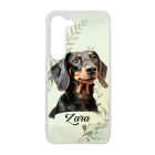 Névvel kérhető - Fekete tacskó portré mintás Samsung Galaxy tok