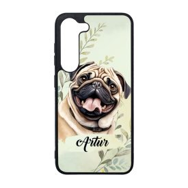   Névvel kérhető - Barna mopsz portré mintás Samsung Galaxy tok
