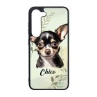 Névvel kérhető - Fekete Csivava portré mintás Samsung Galaxy tok