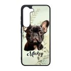 Névvel kérhető - Fekete francia bulldog portré mintás Samsung Galaxy tok