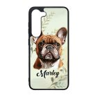 Névvel kérhető - Barna francia bulldog portré mintás Samsung Galaxy tok